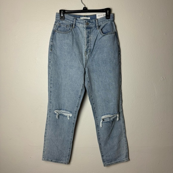 PacSun Light Blue Ripped High Waisted Straight Leg Jeans - Picture 3 of 10